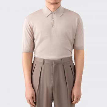 Short Sleeves Cotton Polo Shirt : Écru 