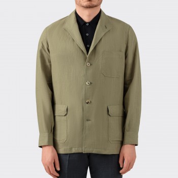 Teba Jacket en Lin Français : Olive