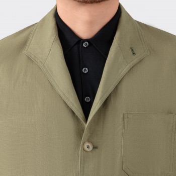 Teba Jacket en Lin Français : Olive