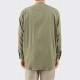 Cotton & Linen Band Collar Overshirt : Olive  