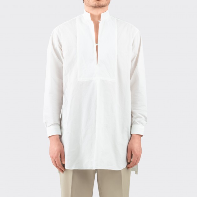 Mandarin Collar Kurta Shirt : White