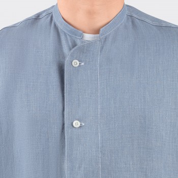Surchemise en Lin Col Mandarin : Bleu Denim 