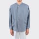 Linen Mandarin Collar Overshirt : Denim Blue 