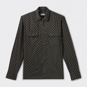 Floral Tile Two Pockets Shirt : Black