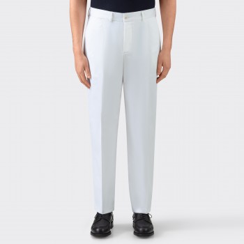 Cotton Single Pleat Trousers : White