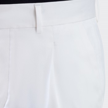 Cotton Single Pleat Trousers : White