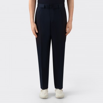 Pantalon à Pinces en Coton : Marine