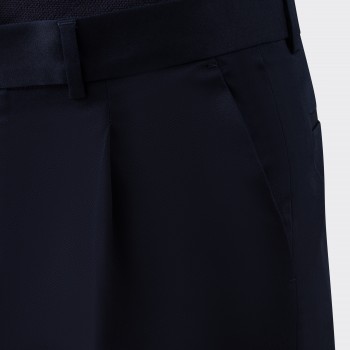 Cotton Single Pleat Trousers : Navy