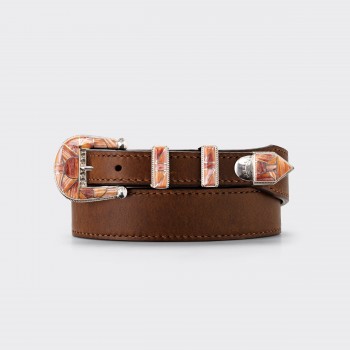 Native American Spiny Oyster Shell Ranger Belt : Brown