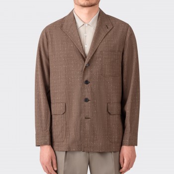 Glencheck Tropical Wool Teba Jacket : Brown/Beige