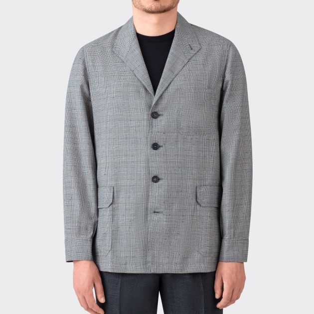 Glencheck Tropical Wool Teba Jacket : Grey/Multicolor