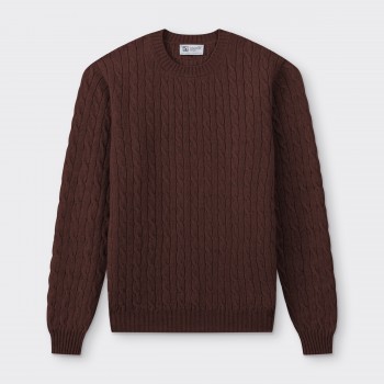 Cashmere Cable Knit Sweater : Brown