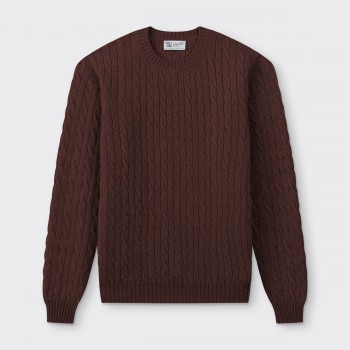 Pull Torsadé en Cachemire : Marron