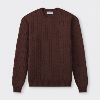 Pull Torsadé en Cachemire : Marron