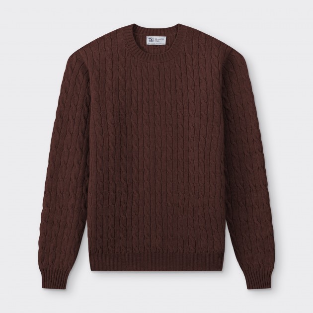 Cashmere Cable Knit Sweater : Brown