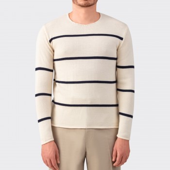 Stripes Merino Sweater : Ecru/Navy