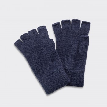 Cashmere Fingerless Gloves : Navy