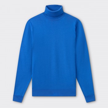 Pull Col Roulé Laine Mérinos : Bleu Roi