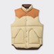 Down Vest : Beige/Dark Brown