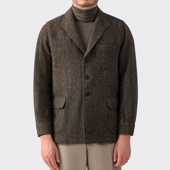 Harris Tweed Teba Jacket : Olive Green/Rust