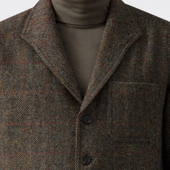 Teba Jacket Harris Tweed : Olive/Rouille