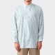 Stripes Band Collar Shirt : White/Green