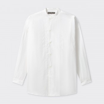 Chemise Col Officier Rayures : Blanc/Blanc