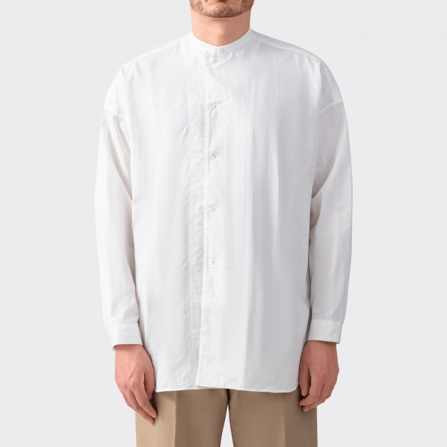 Chemise Col Officier Rayures : Blanc/Blanc