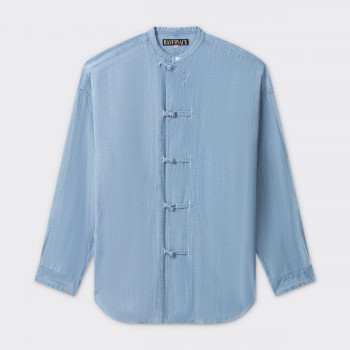 Chemise Mandarin en Chambray : Bleu Ciel