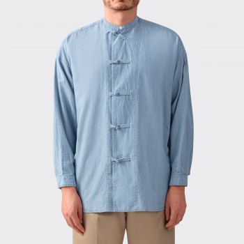 Chemise Mandarin en Chambray : Bleu Ciel