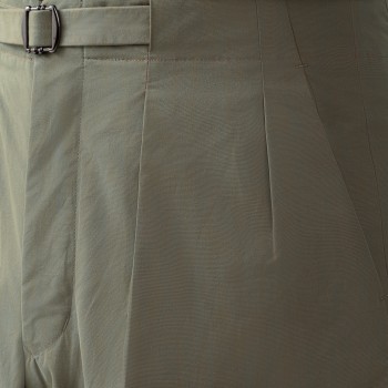 Iridescent Gabardine Belted Trousers : Olive Green
