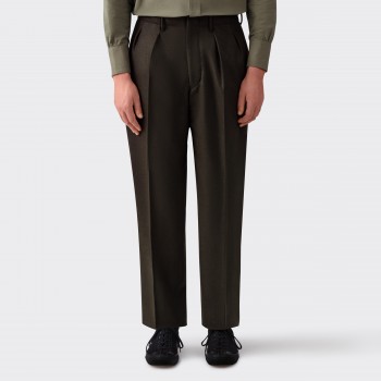 Melton Wool Trousers : Dark Green