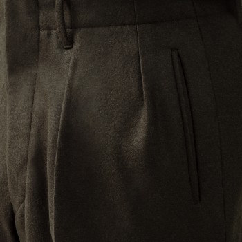 Melton Wool Trousers : Dark Green