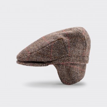 Casquette Oslo Harris Tweed : Marron/Rouge/Orange