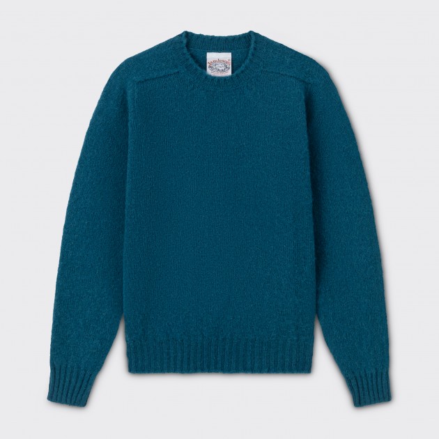 Brushed Wool Crewneck Knit : Petrol Blue