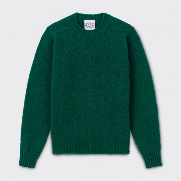 Brushed Wool Crewneck Knit : Tartan Green