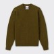 Pull Col Rond Laine Peignée : Vert Olive