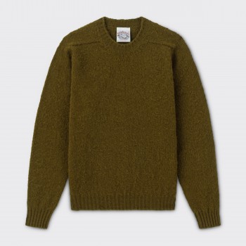 Brushed Wool Crewneck Knit : Olive Green