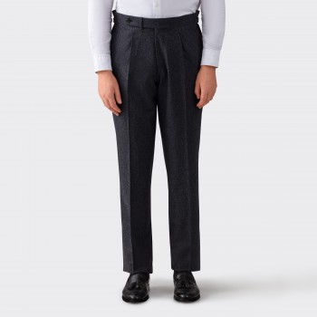 Pleated Flannel Trousers : Charcoal