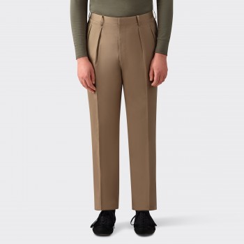 Pantalon à Pinces Lourde Gabardine : Beige