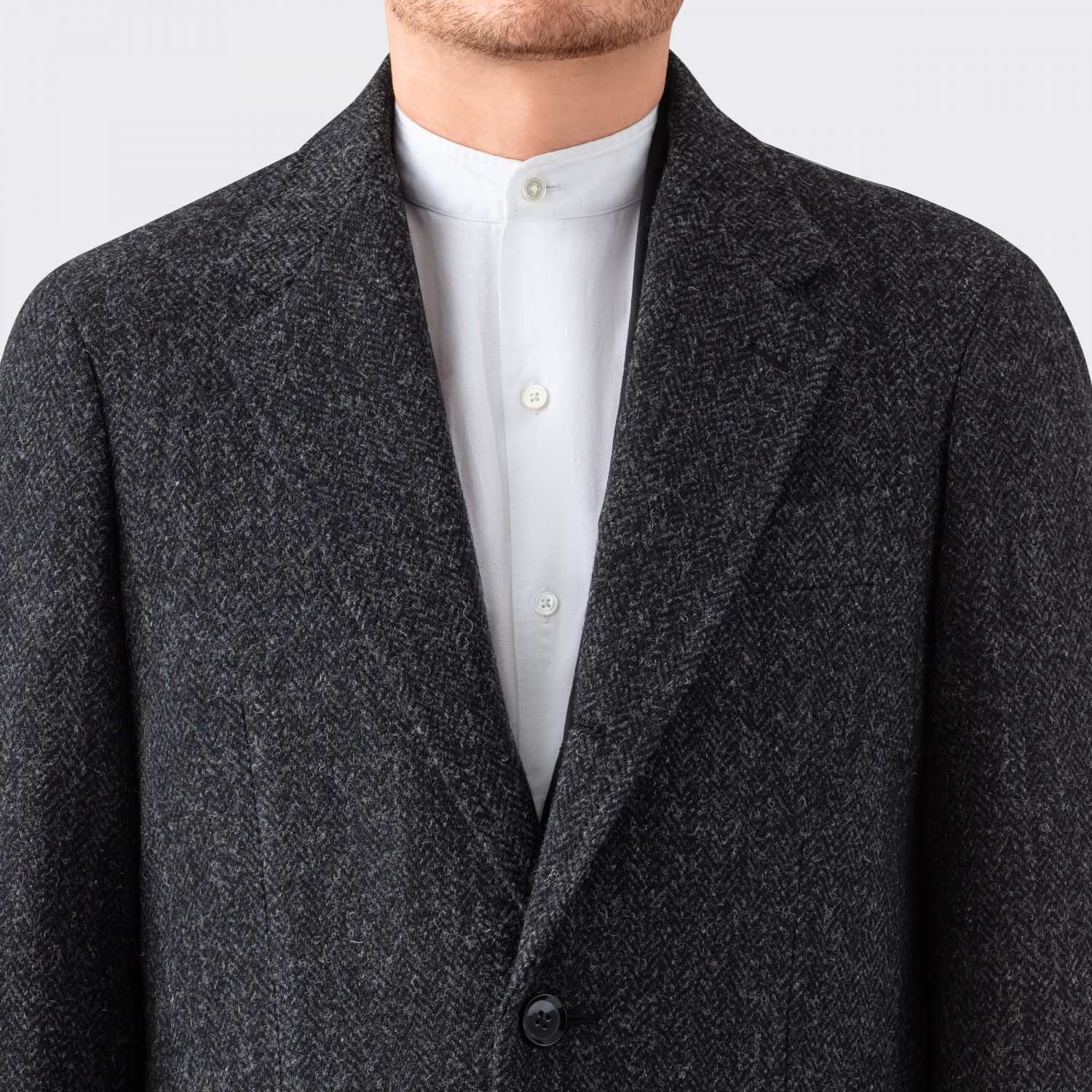Ring Jacket : Harris Tweed Overcoat : Grey