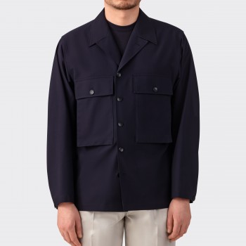 “VERNON” Antique Wool Gabardine Shirt Jacket : Dark Navy