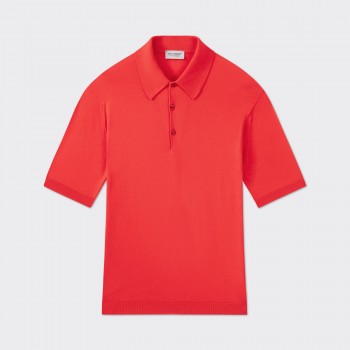 Short Sleeves Cotton Polo Shirt : Red