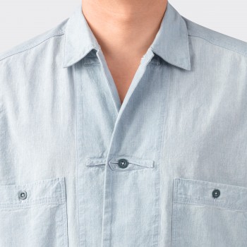 Chambray Short Sleeves Shirt : Light Blue
