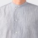 Chemise Col Officier Lin & Coton : Marine/Blanc