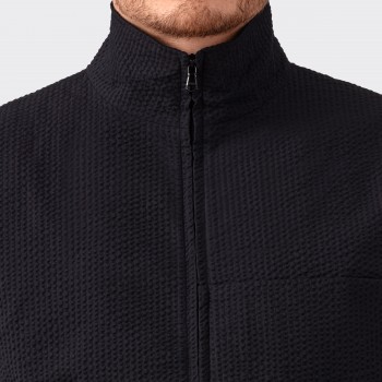 Gilet “Track” Seersucker : Noir