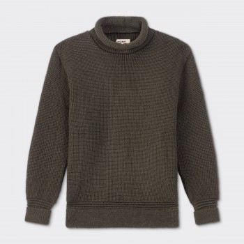 Pull Col roulotté : Vert Militaire