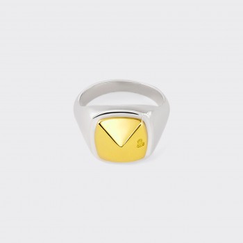 Mini Chevalière Coussin Clou : Argent 925/ Or Jaune 18ct