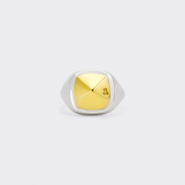 Bunney : Mini Stud Cushion Signet 925 Silver/18ct Yellow Gold