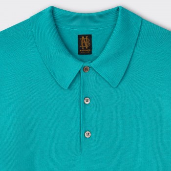 Batoner : Polo Manches Longues en Coton Sea Island : Turquoise